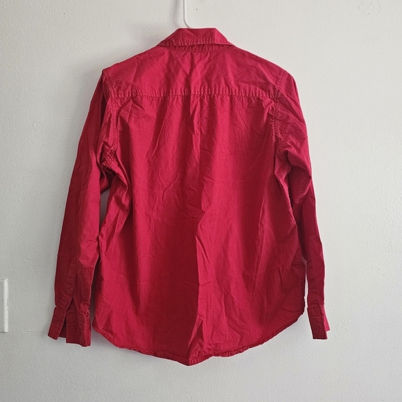 Vintage Disney Mickey & Pluto Christmas Red Long Sleeve Button Up Blouse Medium - Picture 4 of 6